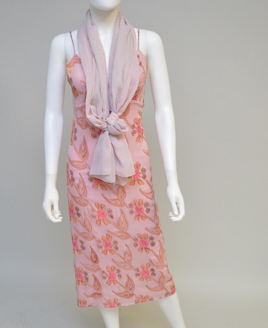 pink tea length dress